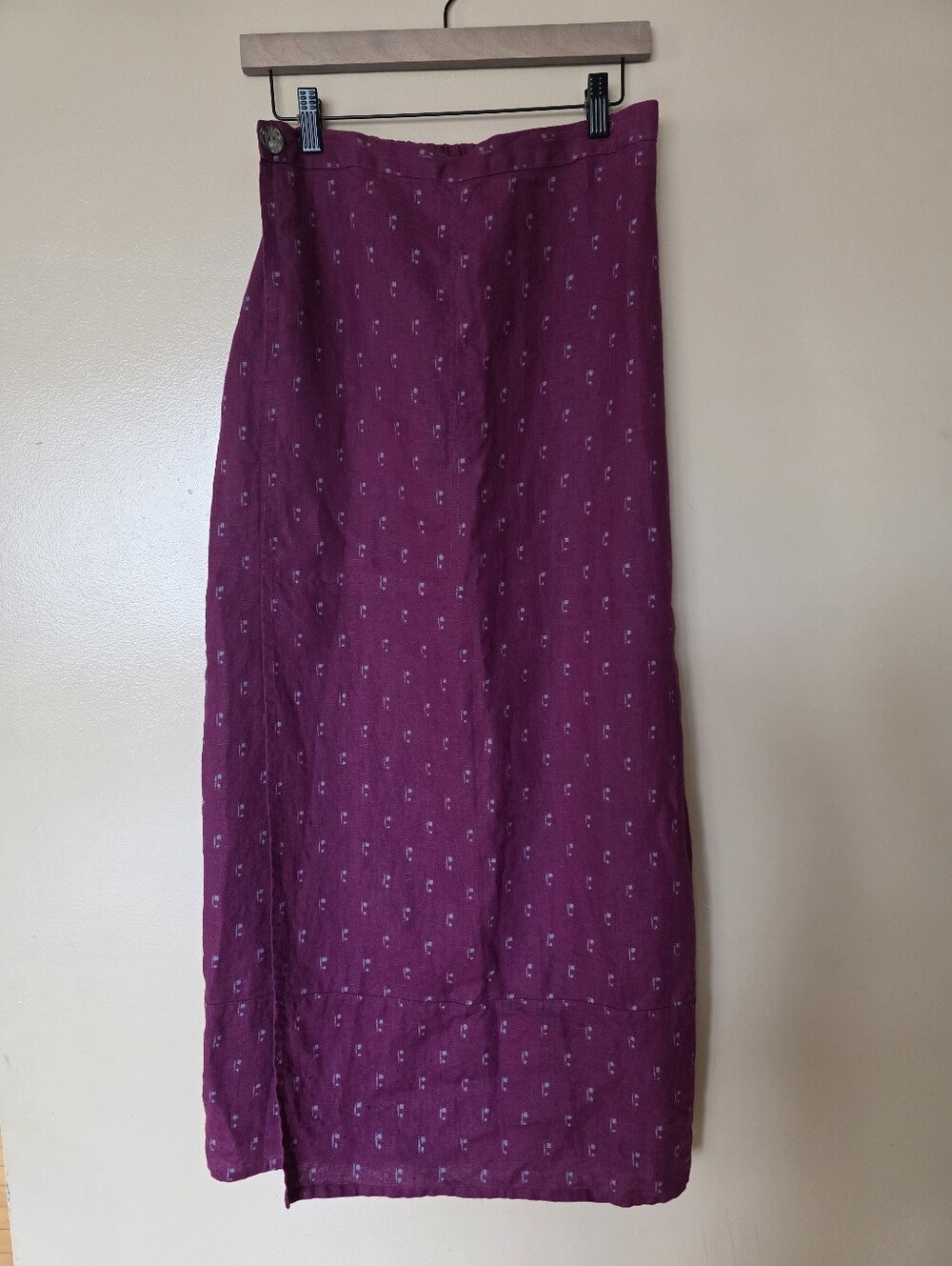 FLAX Boho Artsy 100% Linen Midi Skirt S Lagenlook Minimalist Cottagecore Prairie
